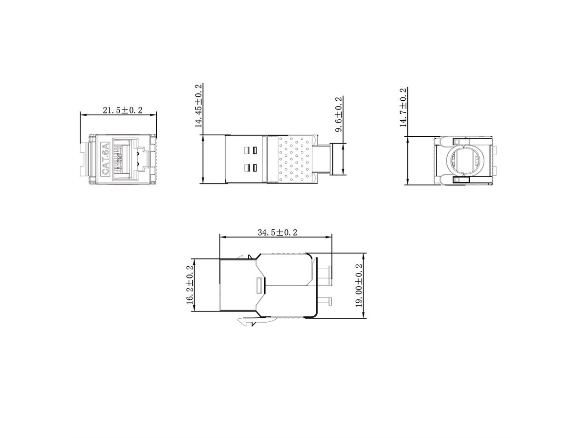VALUE Cat.6A (klasse EA) Keystone, RJ-45, afgeschermd, zonder gereedschap, SLIM.
