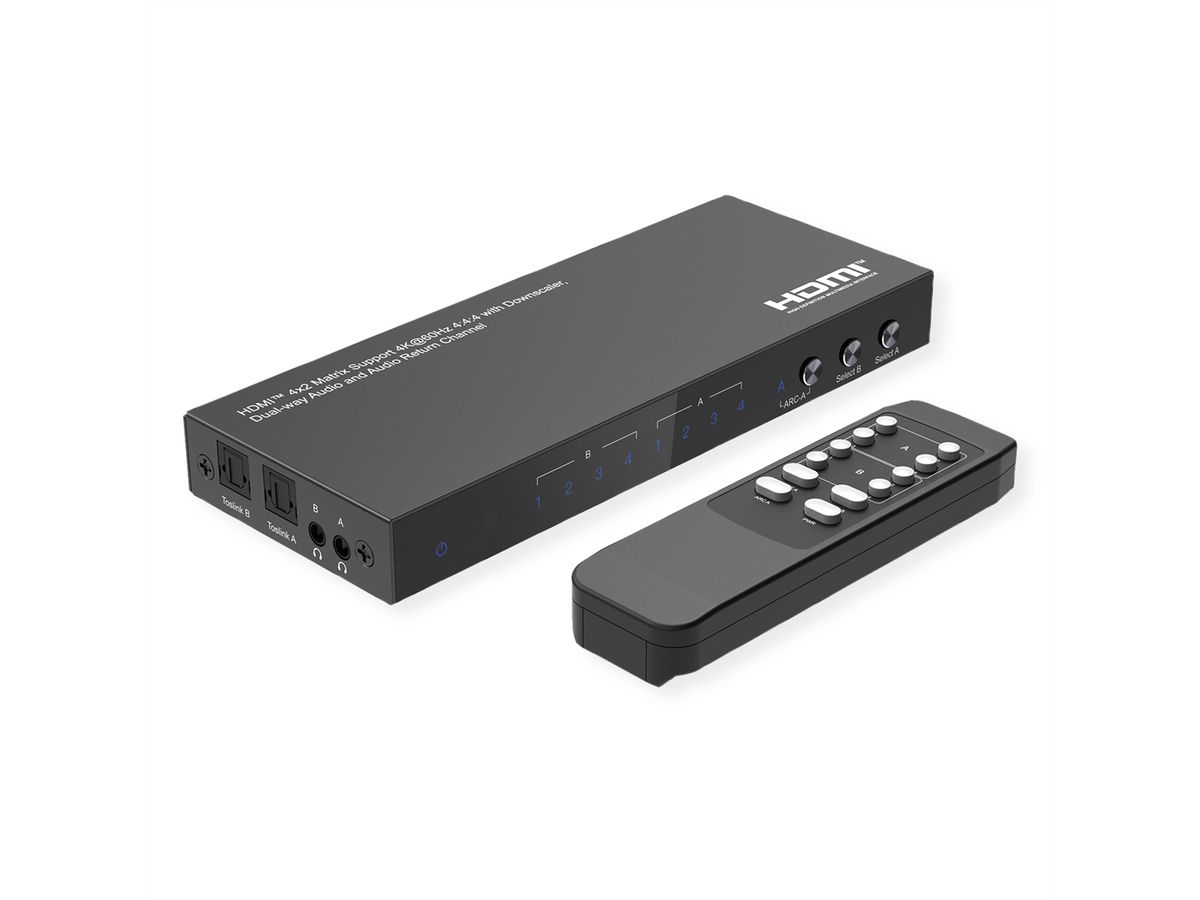 VALUE 4K HDMI Matrix Switch, 4 x 2, met afstandsbediening