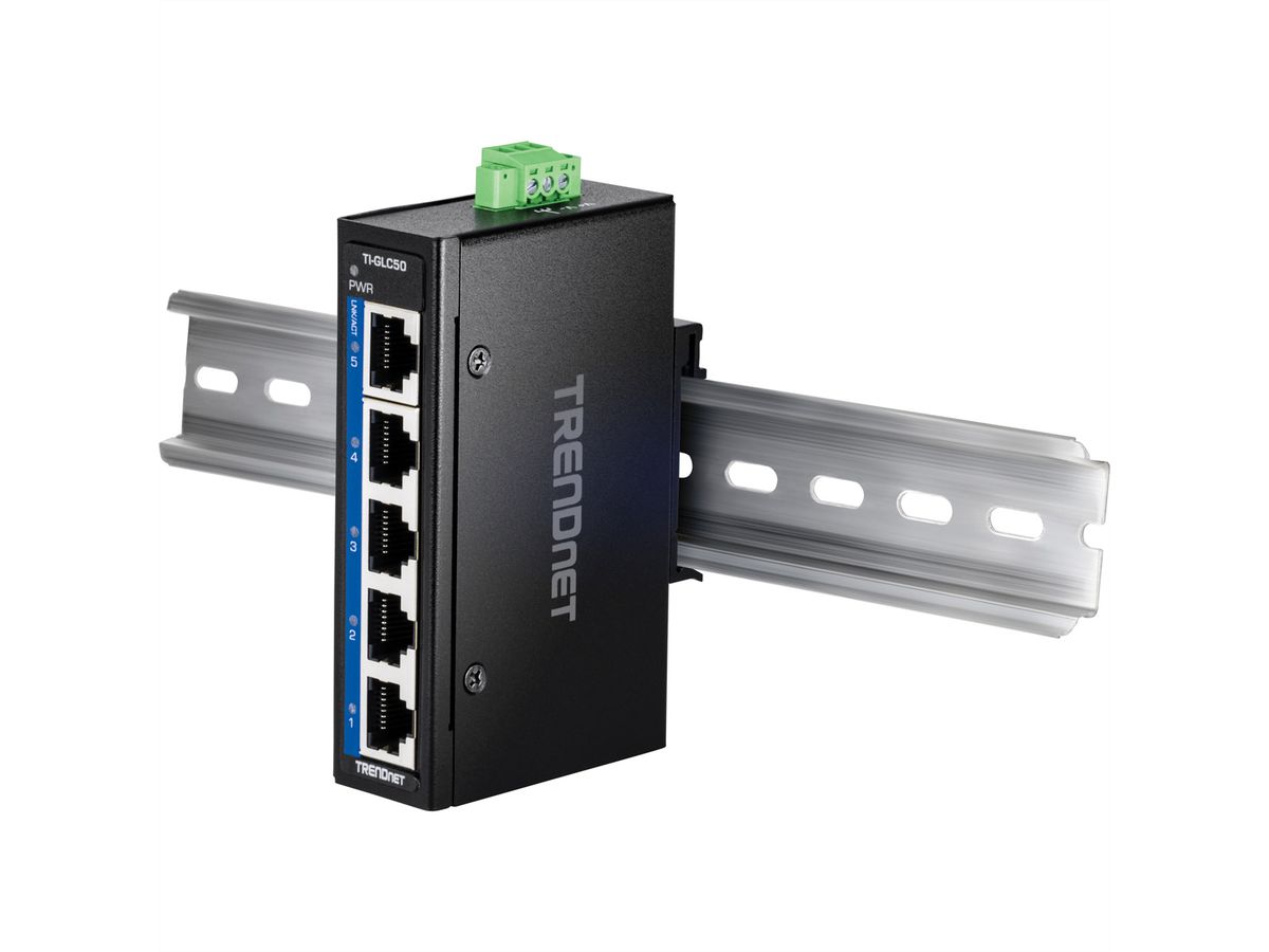 TRENDnet TI-GLC50 5-Port Gigabit Industrial DIN-Rail Mini
