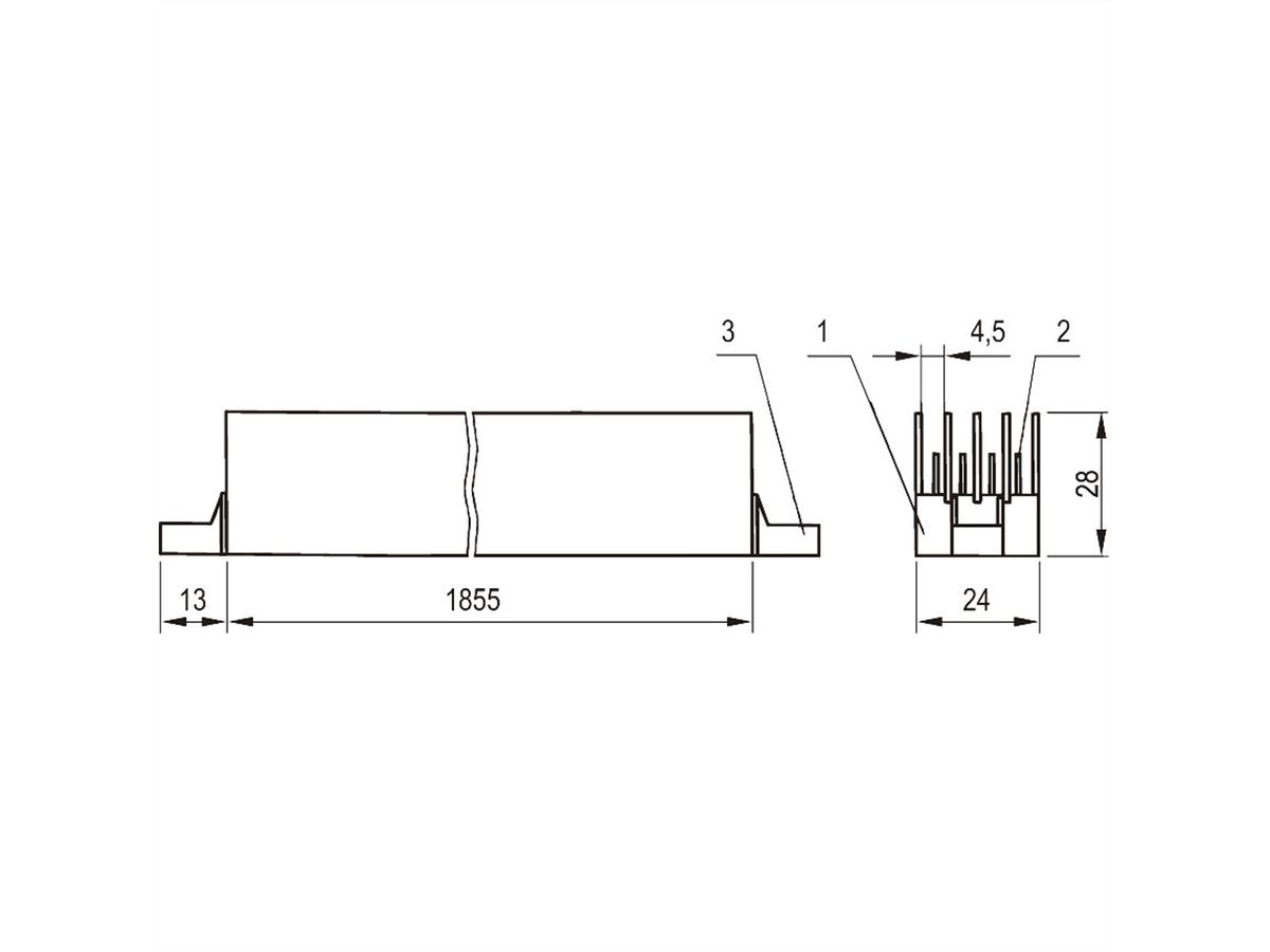 SCHROFF Busbar With FASTON Connections, 3 Pole, E-Cu tin-Plated