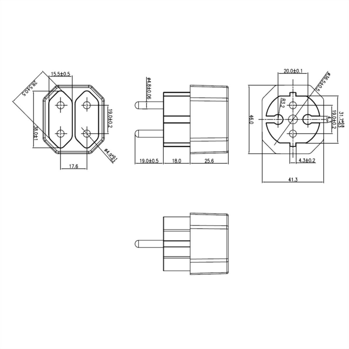 BACHMANN Euro double plug, 1x earthing contact plug, 2x Euro socket