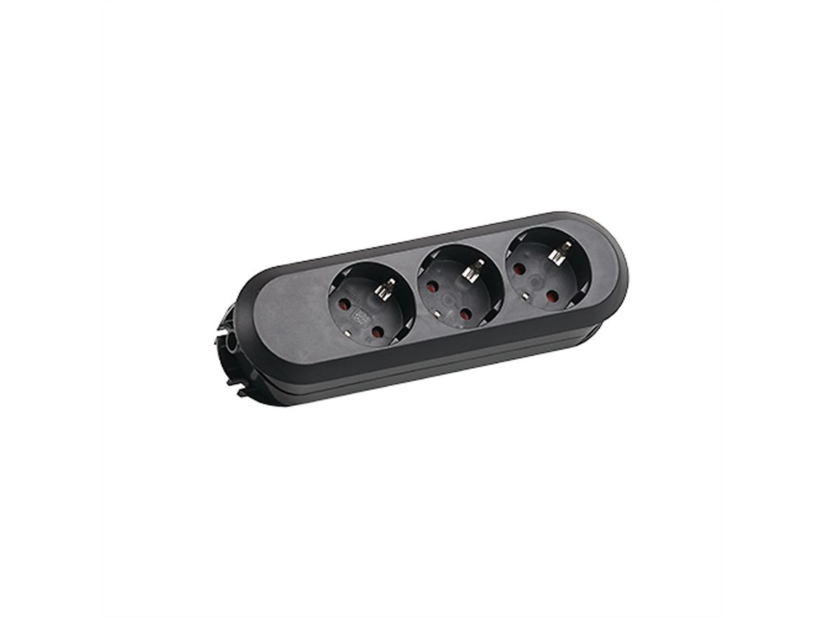 BACHMANN SMART 3xCEE7/3 black, 3x earthing contact