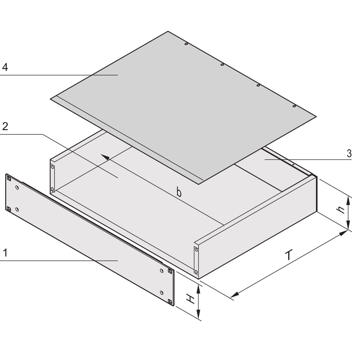 SCHROFF MultipacPRO 19" Chassis, Steel, AlZn, Plain Top and Base, 2 U, 340 mm