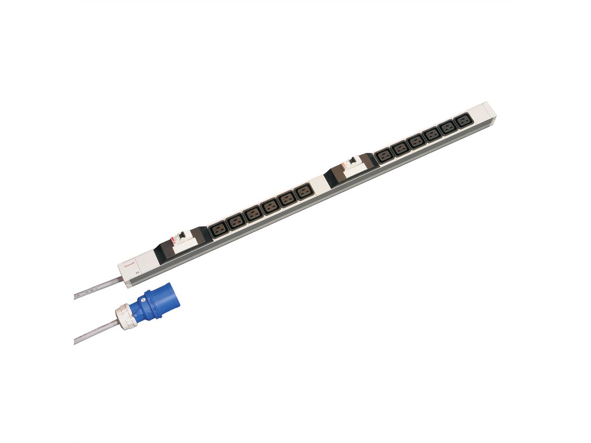 SCHROFF contactdoosstrip, IEC C19, 32 A, IEC 60309 Stekker, 12x IEC C19, Zekering 2x16 A
