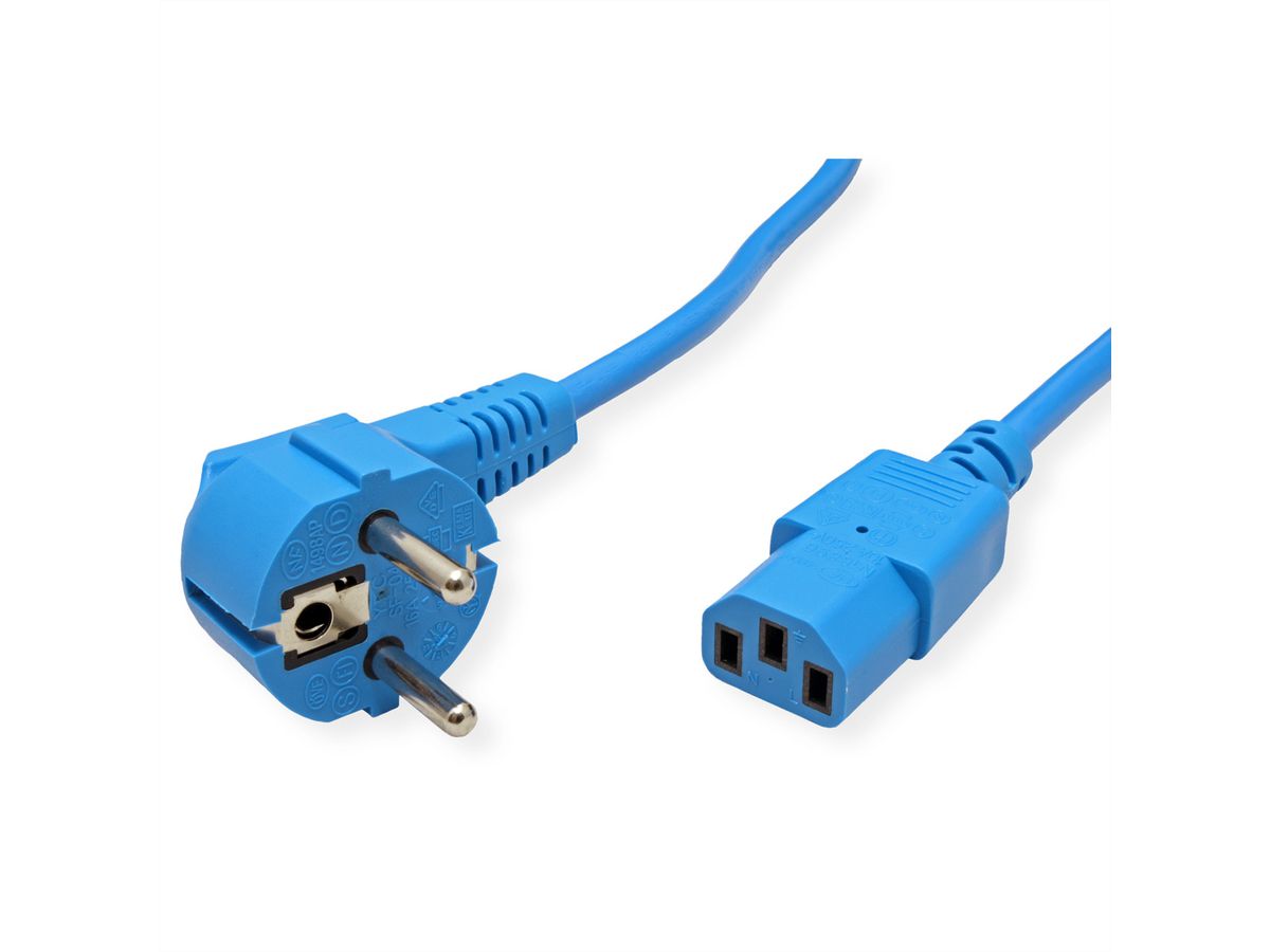 ROLINE Power Cable, straight IEC Connector, blue, 1.8 m