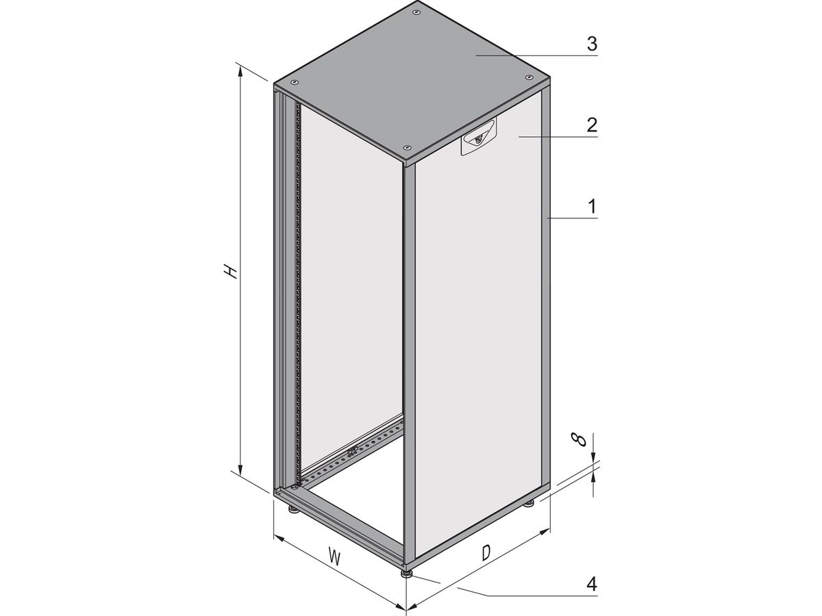 SCHROFF Novastar kast zonder deur en achterwand, Heavy-Duty, RAL 7021/7035, 1967H 553W 800D