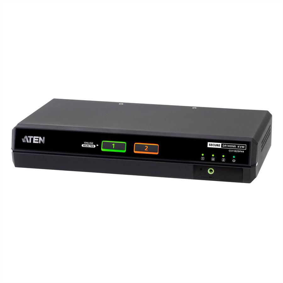 ATEN CS1182DPH4 2-poorts USB 5K DP/HDMI, Universele beveiligde KVM-switch voor één scherm