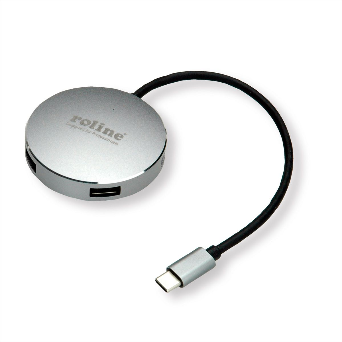 ROLINE USB 3.2 Gen 1 hub, rond, 4-voudig, type C aansluitkabel