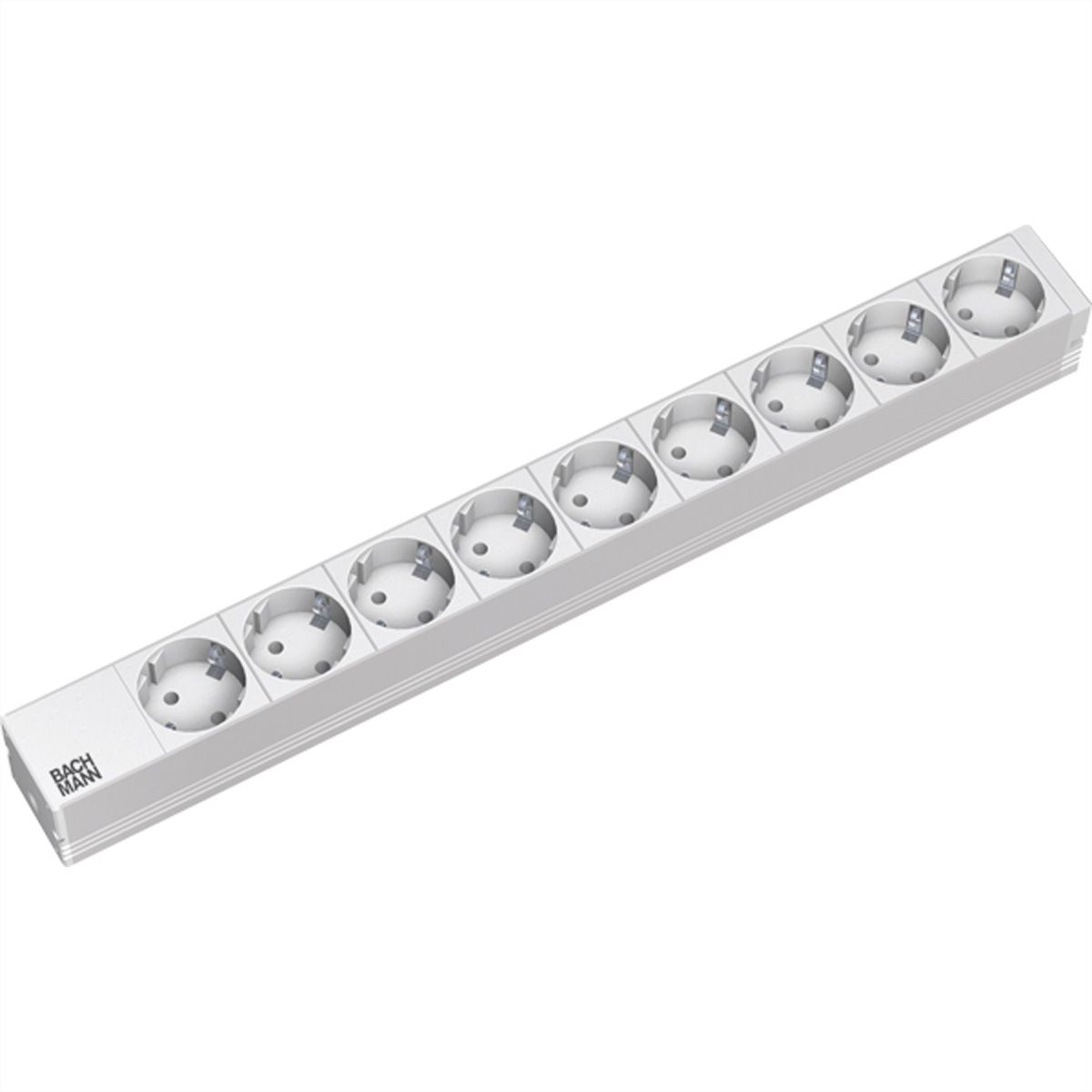 BACHMANN Stekkerdoos 19" 9-voudig, zonder schakelaar, zilver