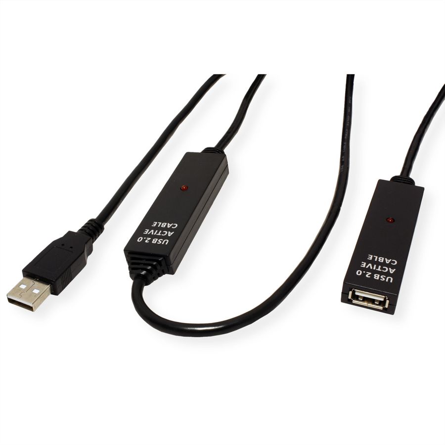 VALUE USB 2.0 verlengkabel actief, zwart, 30 m