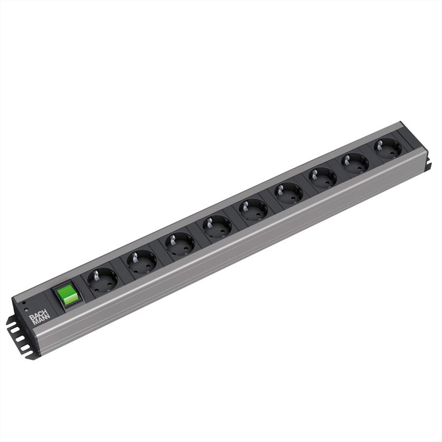 BACHMANN craftsman's socket strip 9x earthing contact, switch, 2 m
