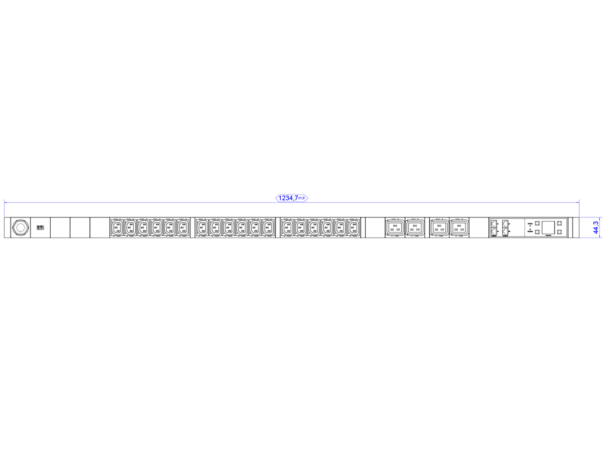 BACHMANN BN3500 Slaaf 18xC13 4xC19, Meting per stopcontact3m H05VV-F 3G2,5 CEE16A LAN