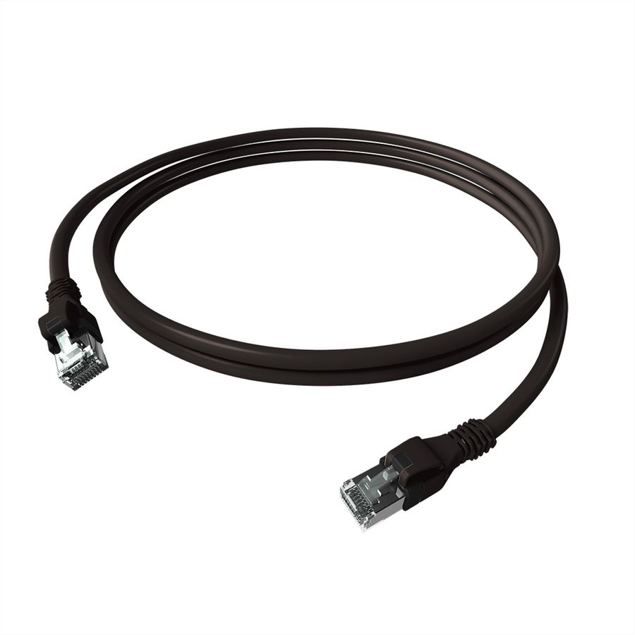 EasyLan DualBoot® PushPull Patch Cable Cat.6A (Class EA), S/FTP, RJ45 / RJ45, black, 3 m