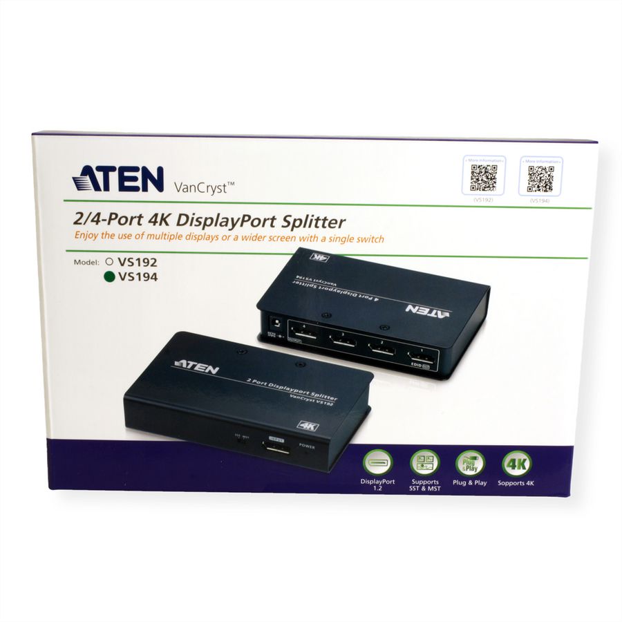 ATEN VS194 4-Poorts 4K DisplayPort Splitter