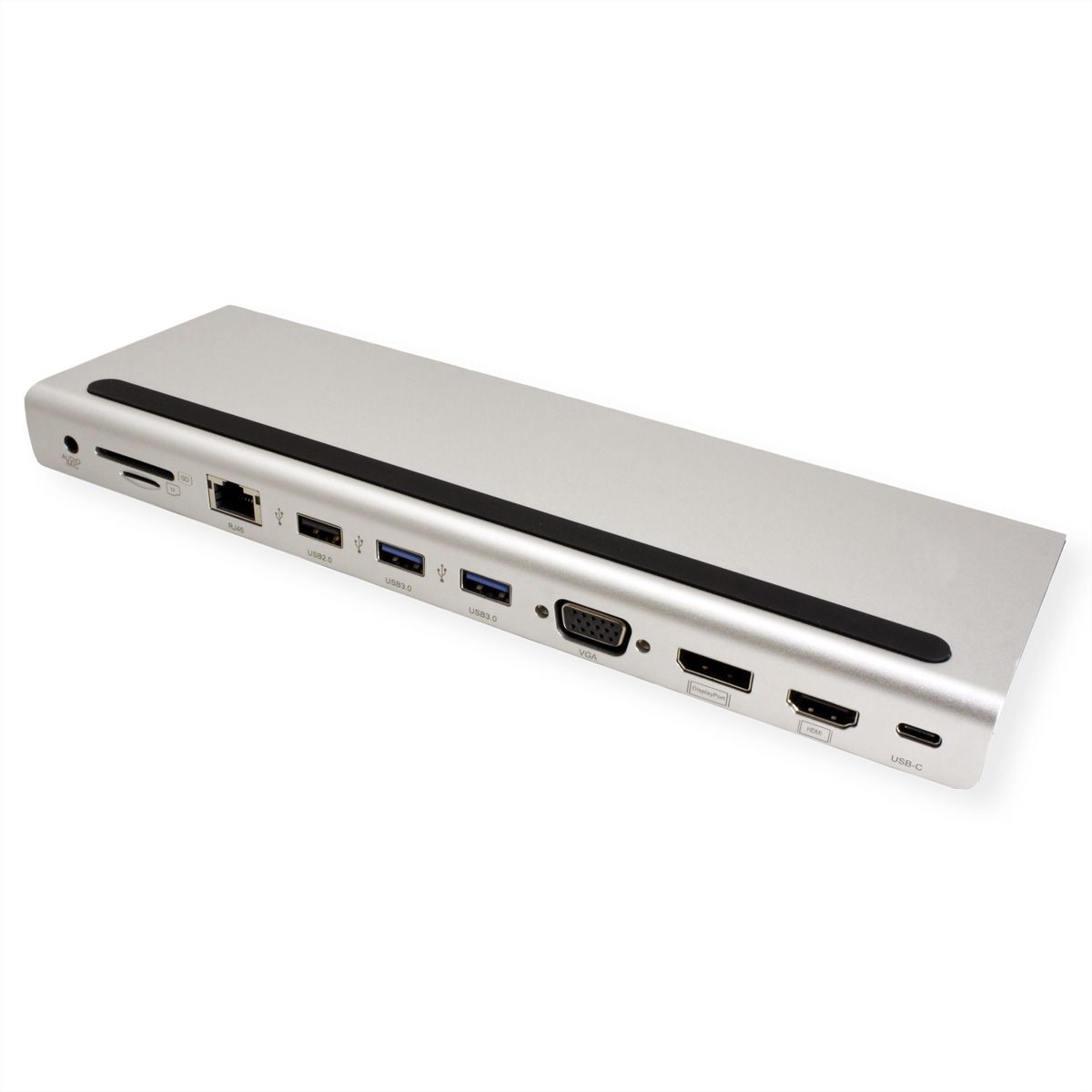 VALUE USB-C Multiport Docking Station, 4K HDMI/DP, VGA, USB, Kaartlezer, PD, LAN, Audio