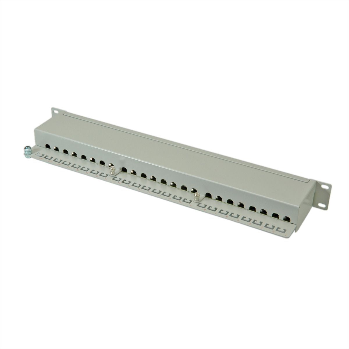 ROLINE Cat.6 (Class E) 19" Patch Panel, 24 Ports, STP, grey