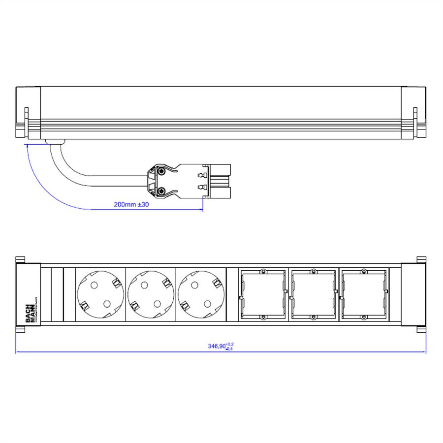 BACHMANN POWER FRAME Large 3x earthing contact 3x ABD