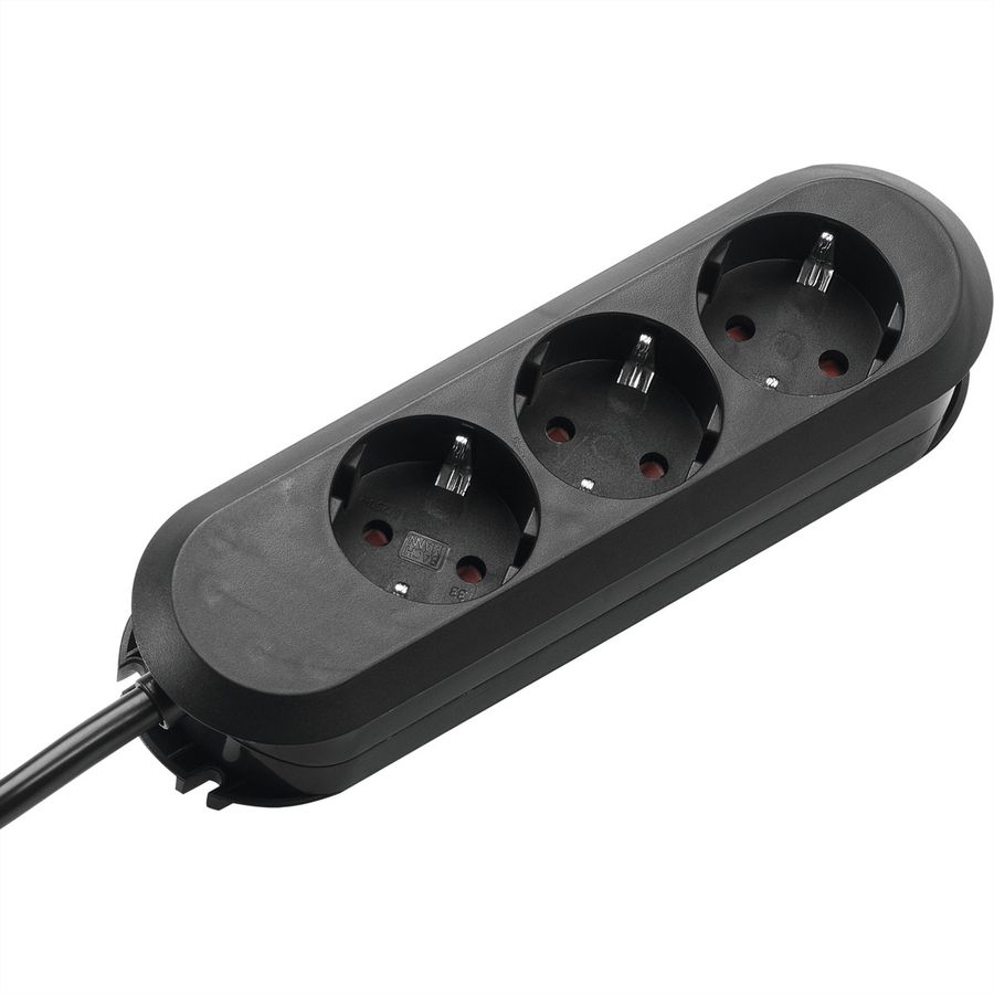 BACHMANN SMART socket strip 3x earthing contact, screwed, black, 3 m