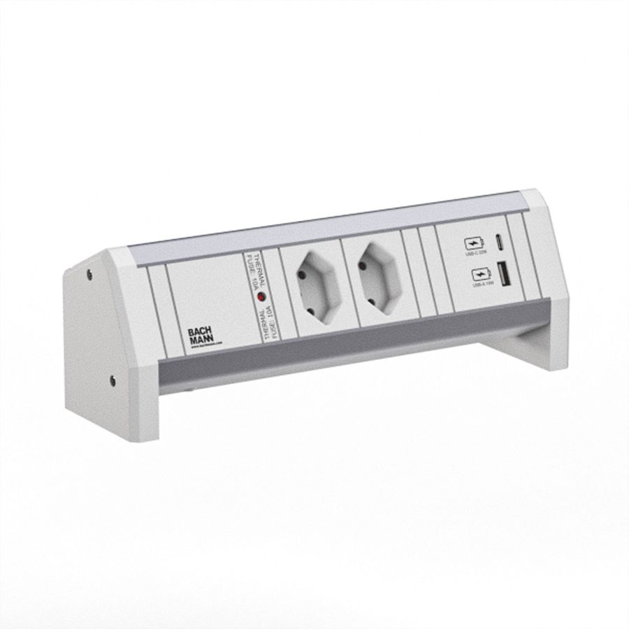 BACHMANN DESK 2xCH 0° 1xUSB A/C 22W GST18 RAL9010