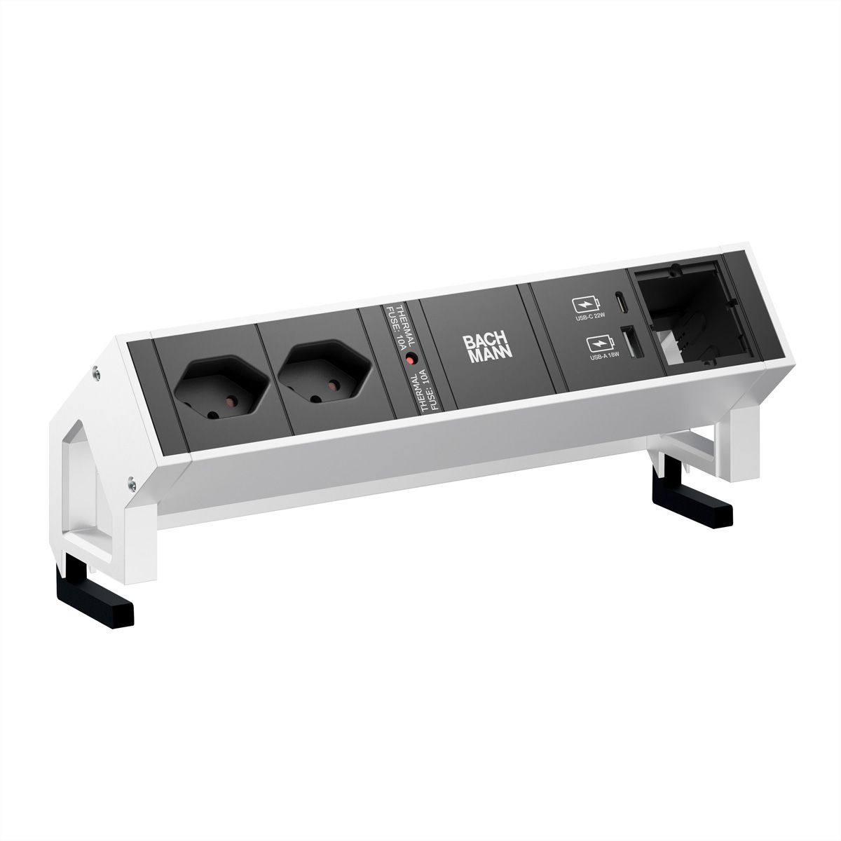 BACHMANN DESK2 2xCH 1xUSB A/C 22W 1xCM, 0.2m GST18 INOX Switzerland