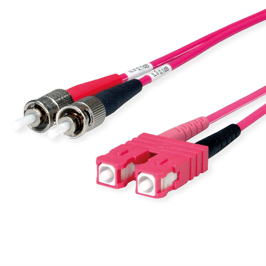TELEGÄRTNER Duplex-Adapterkabel 50/125 OM4, 2x ST, 1x SC Duplex Stecker, violett, 2 m