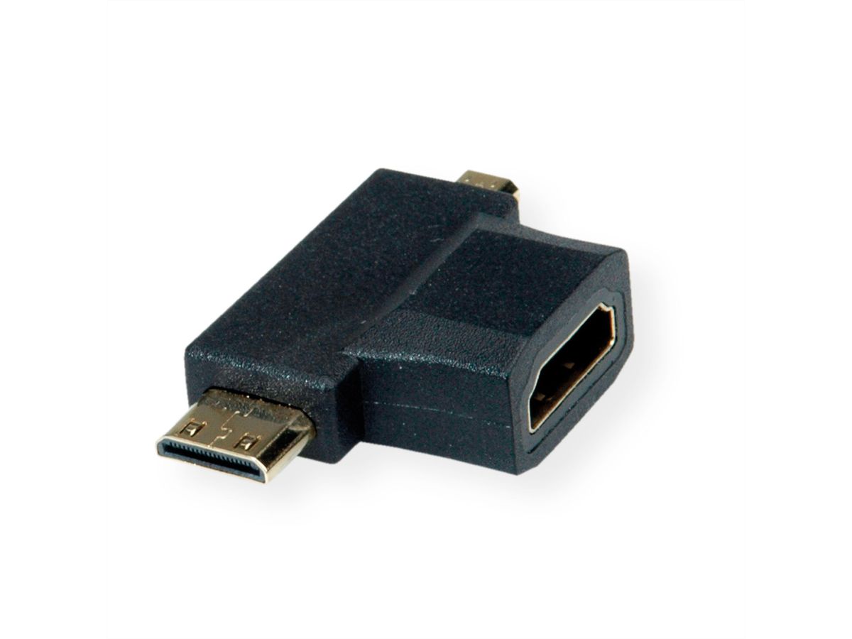 VALUE HDMI T-Adapter, HDMI  - HDMI Mini + HDMI Micro