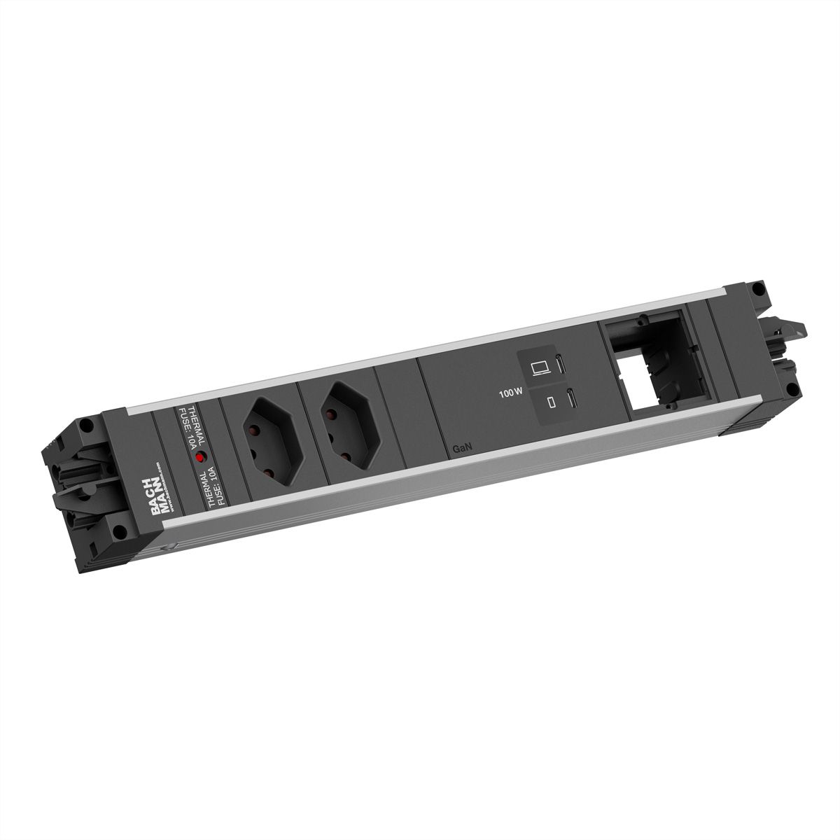 BACHMANN STEP ALU 2xCH 90°, 1x USB C/C 100W 1x CM