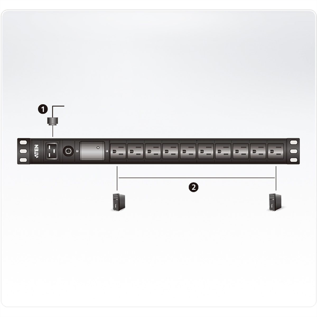 ATEN PE0209SG 1HE 9-Poorts Basic PDU 8x C13 1x C19 16A