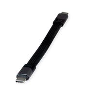 ROLINE USB4 Gen3x2 kabel, C-C, M/M, 8K UHD-2, 40Gbit/s, 100W, extra plat, zwart, 15 cm