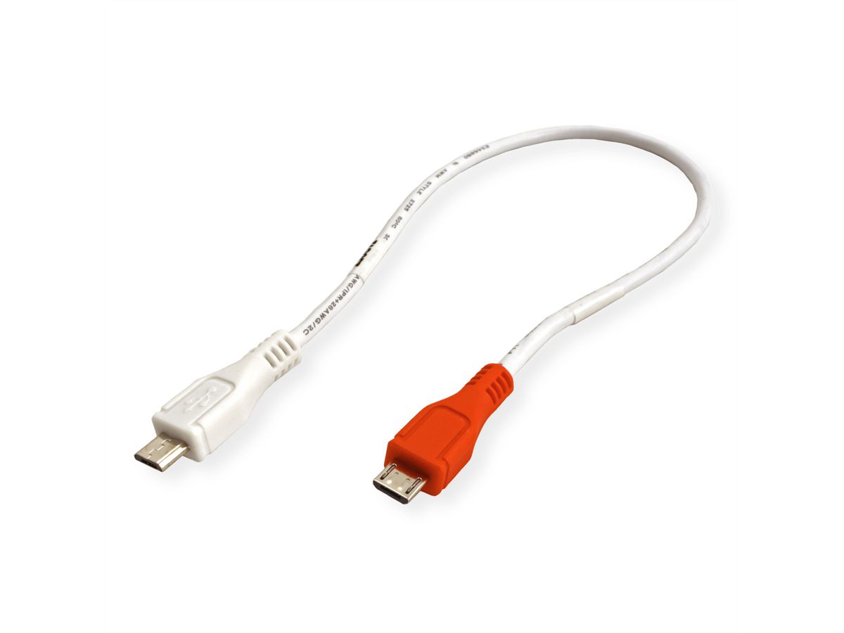 VALUE USB 2.0 Oplaadkabel, Micro B male / male, 0,3m