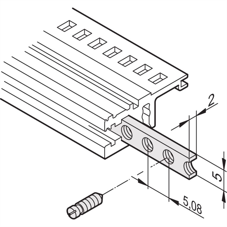 SCHROFF horizontale rails schroefdraad inzetstuk, M3