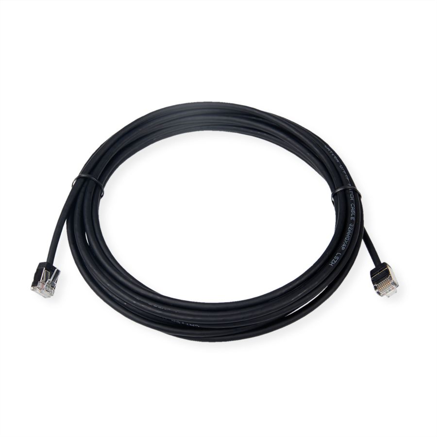 ROLINE U/FTP DataCenter Patchkabel Cat.6A (Klasse EA), LSOH, dun, extra korte stekker, zwart, 0,5 m
