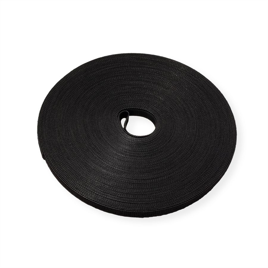 VALUE Klittenband op rol, 10mm, zwart, 25 m