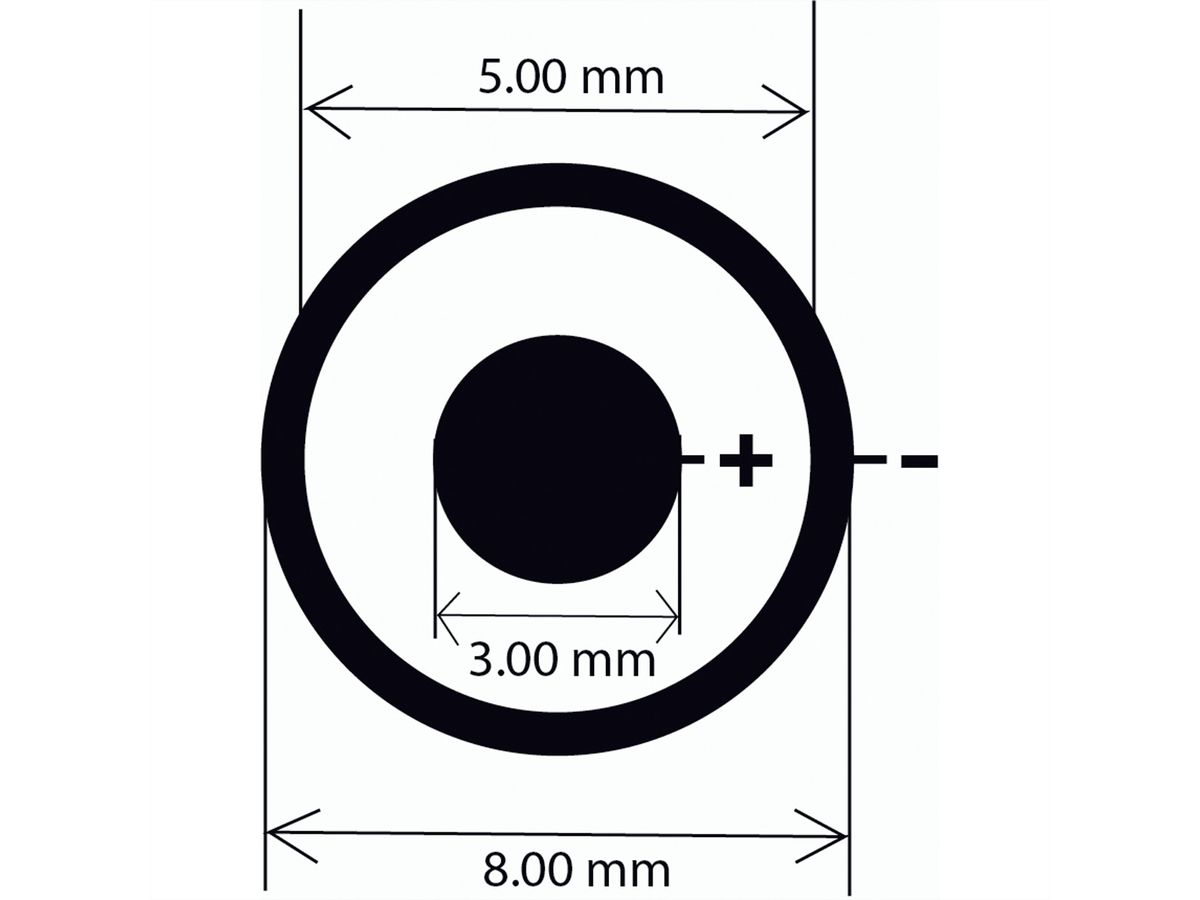 EXSYS EX-K1110 DC-kabel voor aansluitblok, zwart