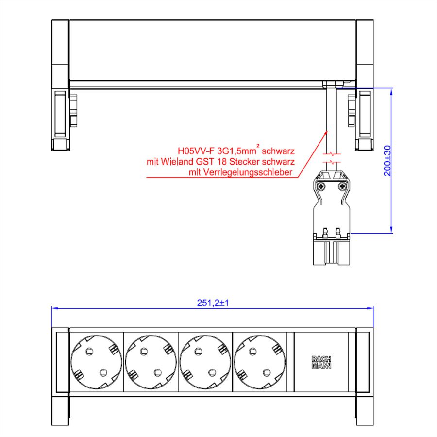 BACHMANN DESK2 4x geaard stopcontact