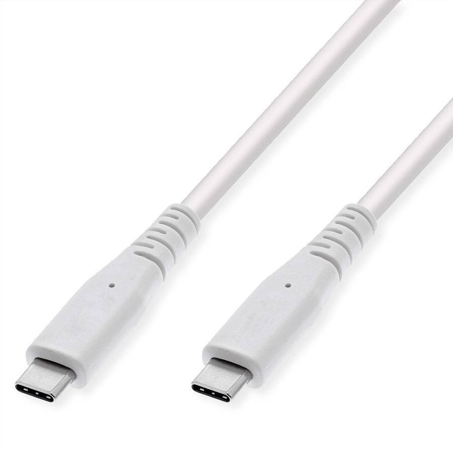 VALUE kabel kompatibel USB3.2 Gen2, met PD, C-C, M/M, 4K UHD-1, 10Gbit/s, Emark, 60W, wit, 3 m