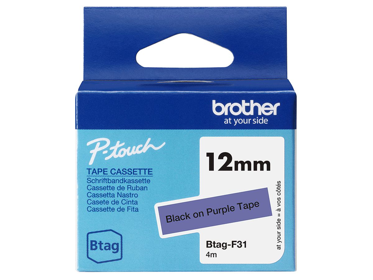 Brother BTAG-F31 label-making tape Black on purple