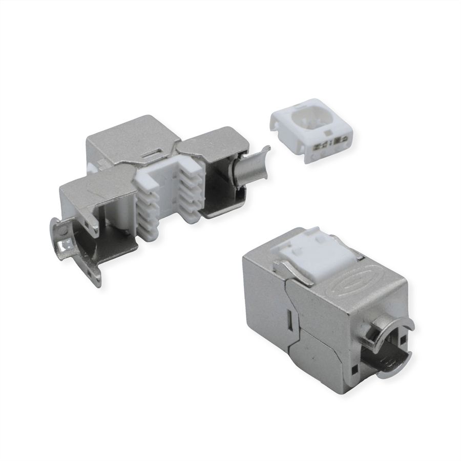ROLINE Cat.6A (Class EA) Keystone, RJ-45, shielded, tool-free, GHMT, silver