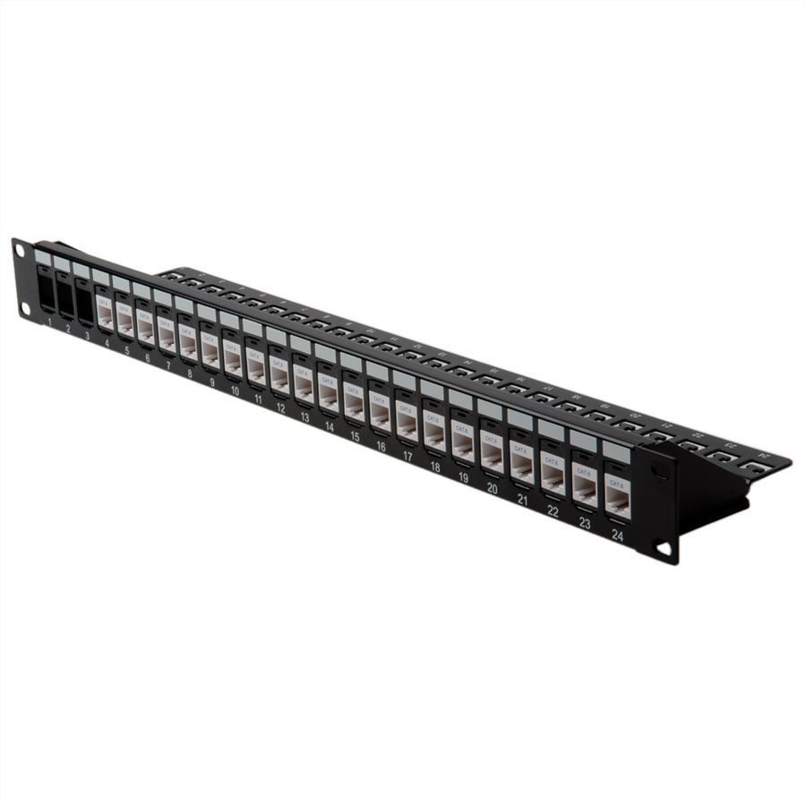 ROLINE 19" keystone patchpaneel, 24P, niet afgeschermd, zwart