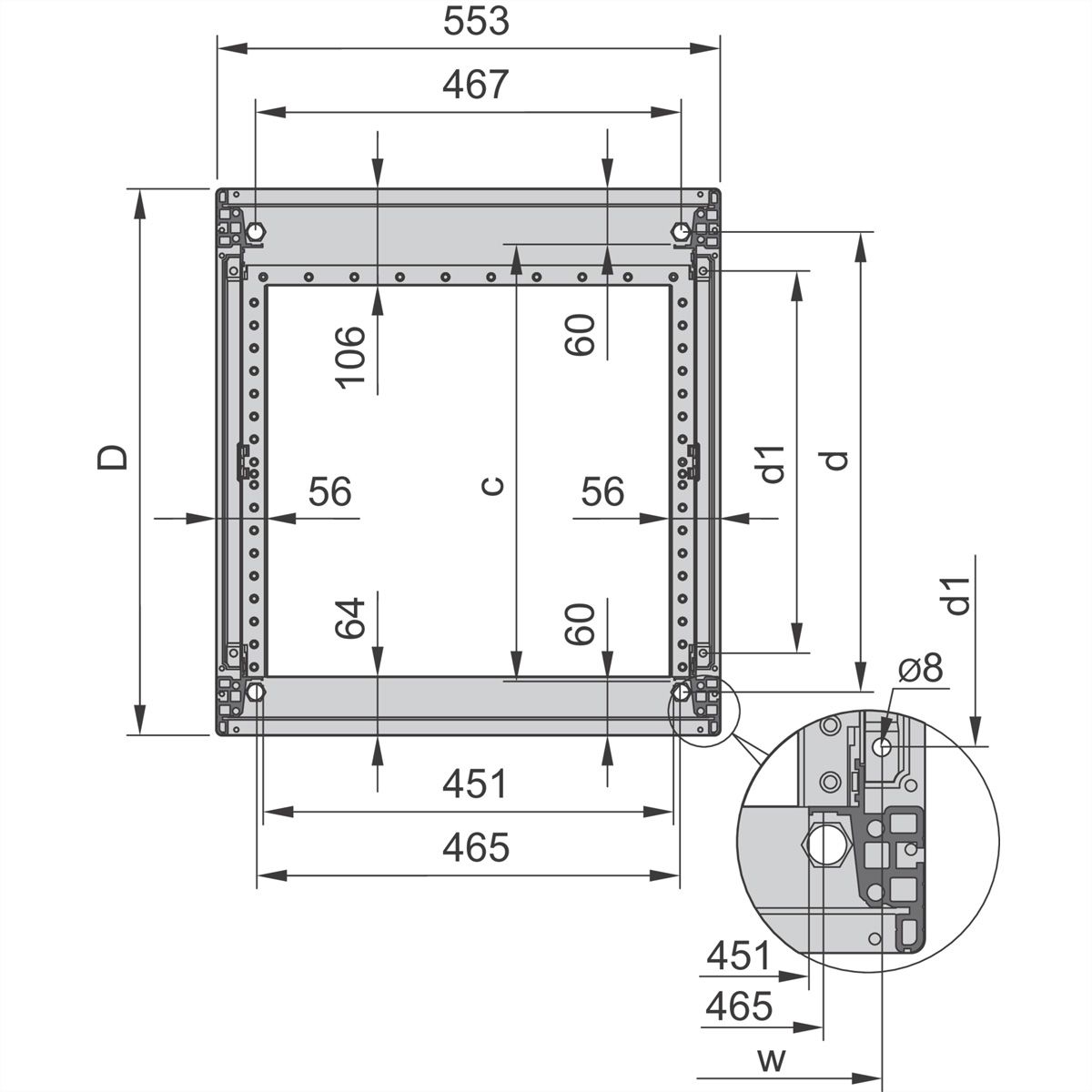 SCHROFF Novastar Cabinet Frame, Heavy-Duty, 12 U 553W 1000D