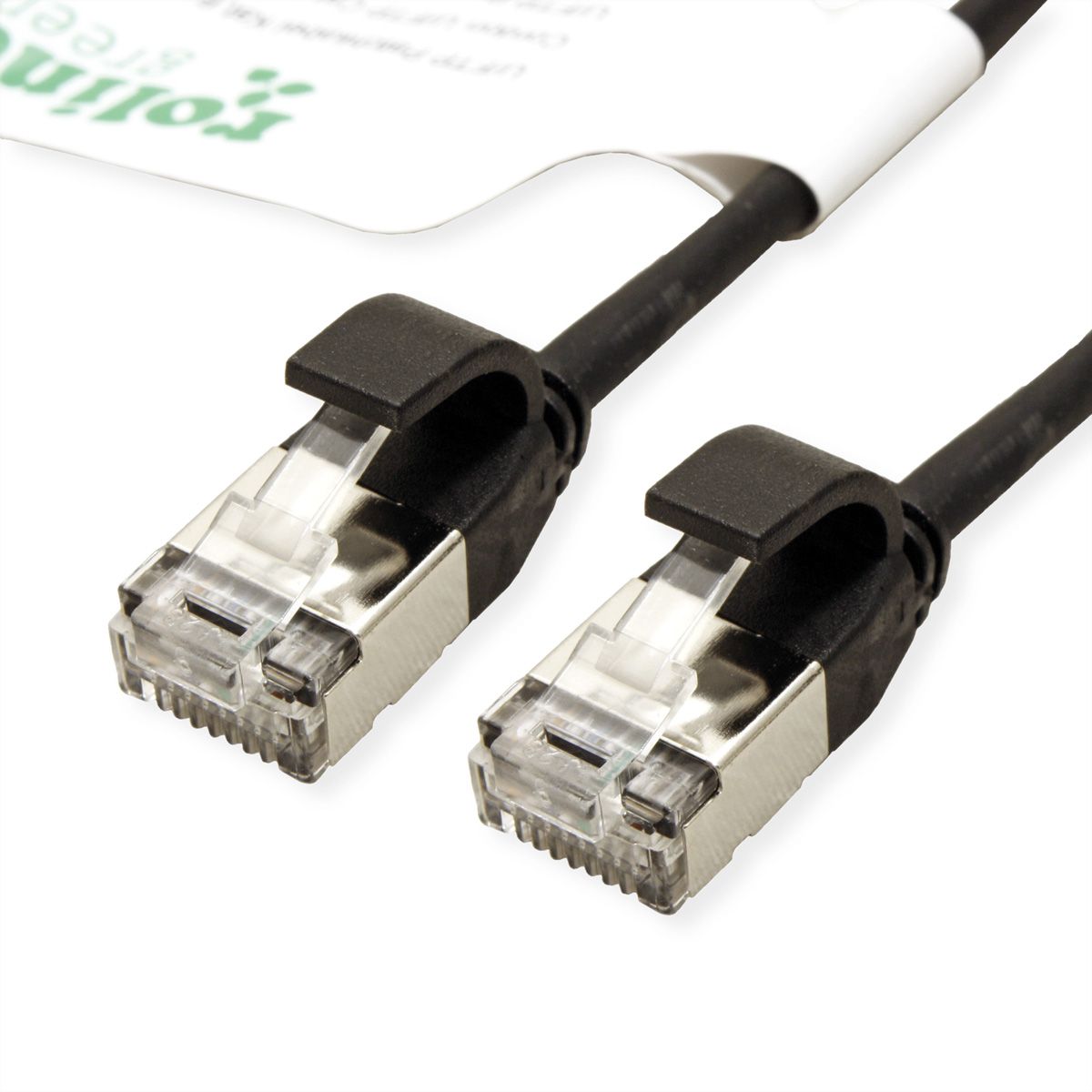 ROLINE GREEN F/UTP DataCenter Patchkabel Cat.6A (Class EA), LSOH, extra dun, zwart, 0,3 m