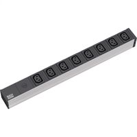 BACHMANN Stekkerdoos 19" 8x C13 connectoren, stroomkabel met geaarde stekker, zwart, 10A zekering