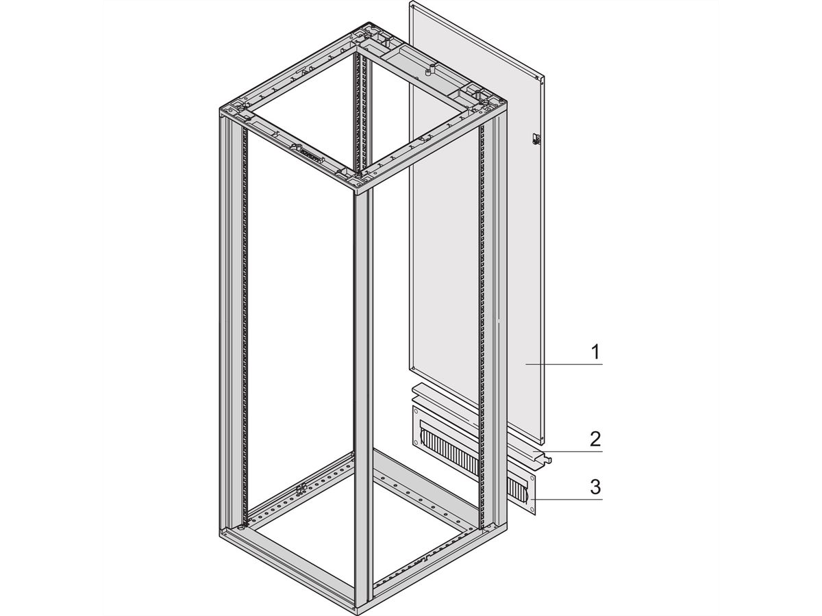 SCHROFF Novastar achterwand met kabelgoot, 12 HE, RAL 7021