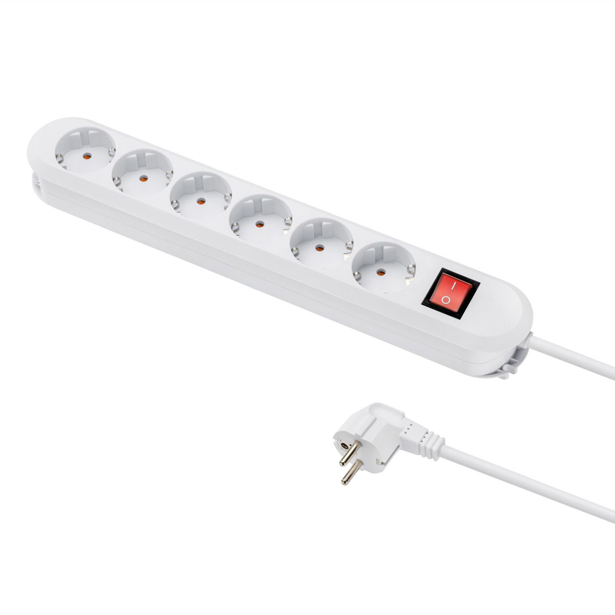 BACHMANN SMART stekkerdoos 6x geaard contact, met schakelaar, wit, 3 m