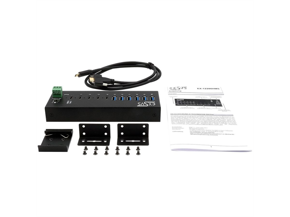 EX-12280HMS 10-Port USB 3.2 Gen 2 Metall HUB, mit 4x C-Anschlüsse und 6x A-Anschlüsse