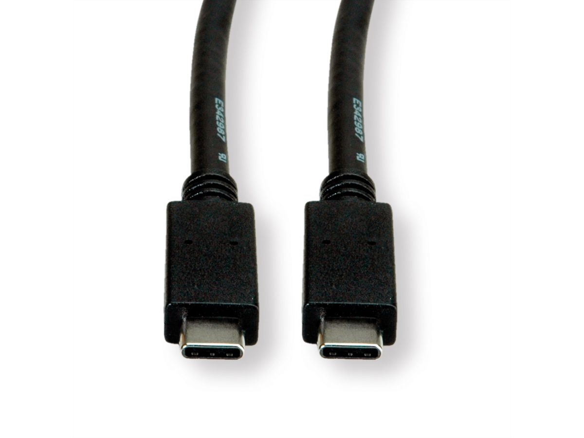 ROLINE USB 3.2 Gen 2 kabel, met PD (Power Delivery) 20V5A, Emark, C-C, M/M, zwart, 1 m