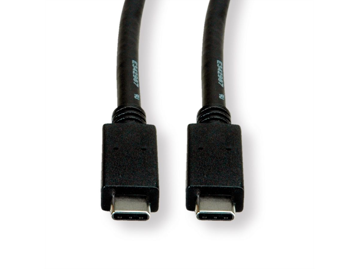 ROLINE GREEN USB 3.2 Gen 2 Cable, PD (Power Delivery) 20V5A, with Emark, C-C, M/M, black, 1 m