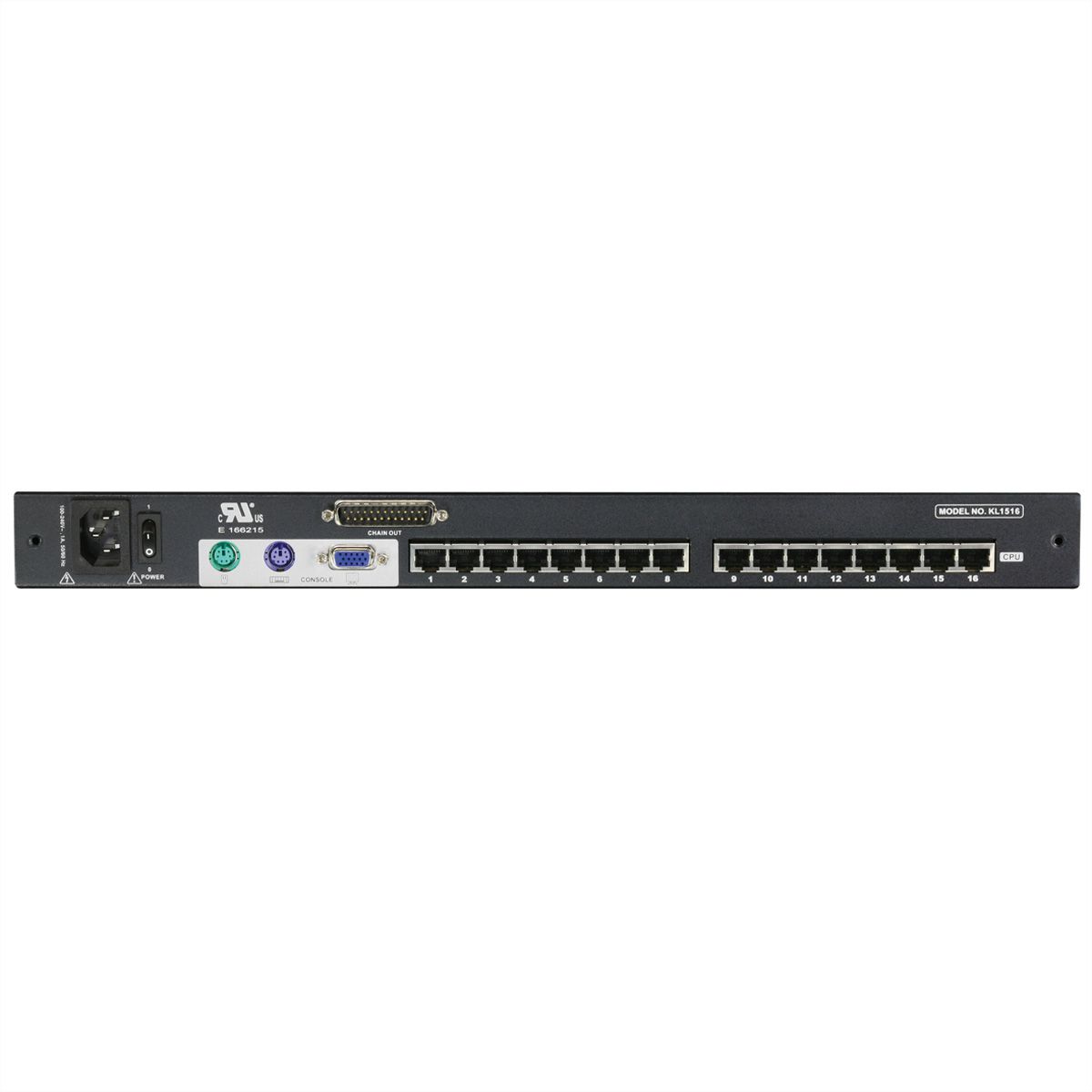 ATEN KL1516AN KVM-Switch, 48cm TFT, VGA, PS/2-USB over cat 5, 16 Port, DE-Layout