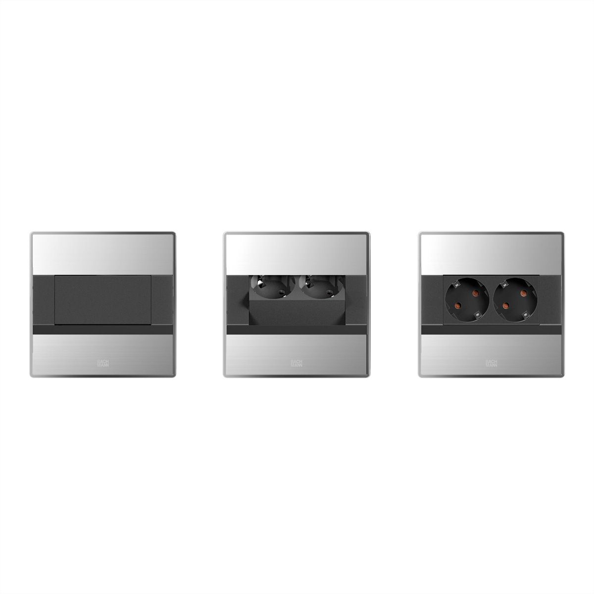 BACHMANN SENSE stainless steel look 2x CEE7/3, L=2.0m AEH