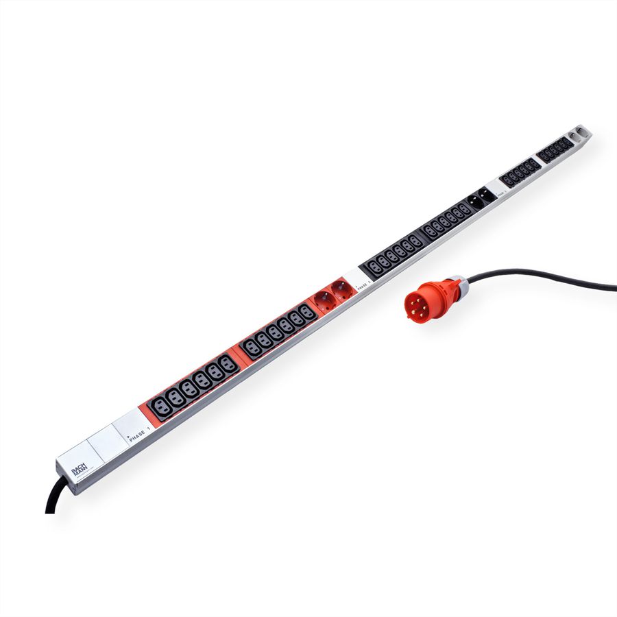 BACHMANN IT PDU ALU 1U 36x C13 6x earthing contact CEE 3x 32A red